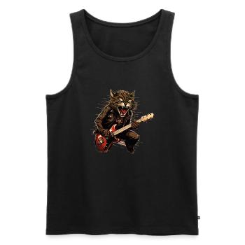 Haustiere, Niedlich, Katze, Tier, Katze, Lustige Musik, Gitarre - Männer Premium Bio Tank Top - Schwarz - Vorne - AI Model Male 178 light (178cm)