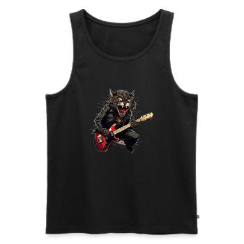 Haustiere, Niedlich, Katze, Tier, Katze, Lustige Musik, Gitarre - Männer Premium Bio Tank Top - Schwarz - Vorne - AI Model Male 178 light (178cm)