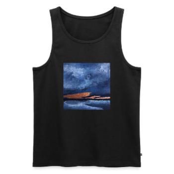 Abstrakter dunkelblauer Nachthimmel und das Meer - Männer Premium Bio Tank Top - Schwarz - Vorne - Michal (187cm)