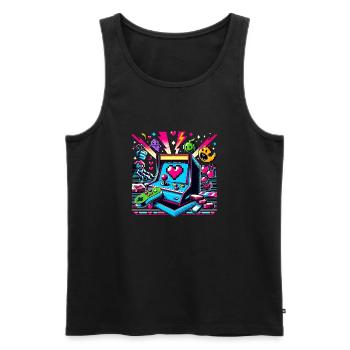 Pixel Art Arcade Game - Men's Premium Organic Tank Top - black - Front - AI Model Male 178 light (178cm)