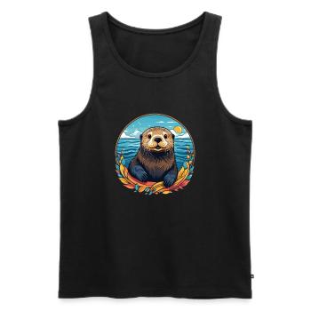Sea Otter - Men's Premium Organic Tank Top - black - Front - Michal (187cm)