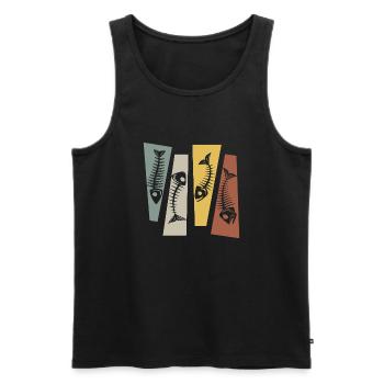 Vintage Retro Fishing Fisherman - Männer Premium Bio Tank Top - Schwarz - Vorne - Michal (187cm)