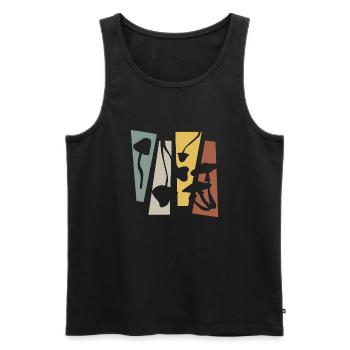Vintage Retro Mushrooms - Men's Premium Organic Tank Top - black - Front - AI Model Male 178 light (178cm)