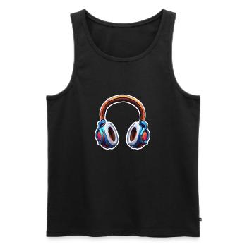 Headphones / Audio / Music / Sound / Studio / Cool - Men's Premium Organic Tank Top - black - Front - AI Model Male 178 light (178cm)