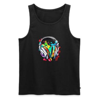 Headphones / Audio / Music / Sound / Studio / Cool - Men's Premium Organic Tank Top - black - Front - AI Model Male 178 light (178cm)