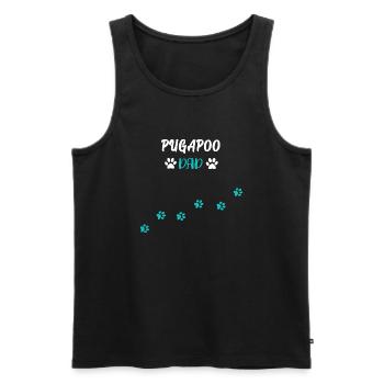Pugapoo Dad - Pudel Mops Mix - Männer Premium Bio Tank Top - Schwarz - Vorne - AI Model Male 178 light (178cm)