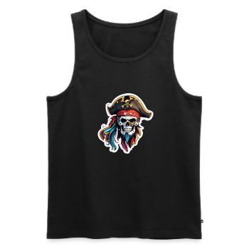 Pirat / Ahoi / Anker / Kapitän / Totenkopf / Rum - Männer Premium Bio Tank Top - Schwarz - Vorne - AI Model Male 178 light (178cm)