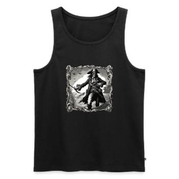 Pirat / Ahoi / Anker / Kapitän / Totenkopf / Rum - Männer Premium Bio Tank Top - Schwarz - Vorne - AI Model Male 178 light (178cm)
