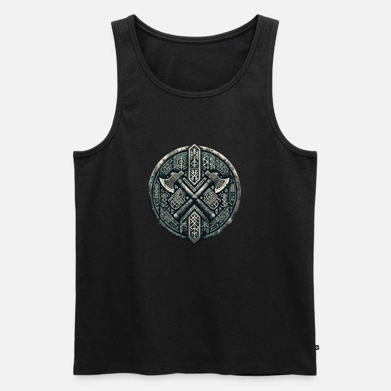 Wikinger Schild - Männer Premium Bio Tank Top - Schwarz