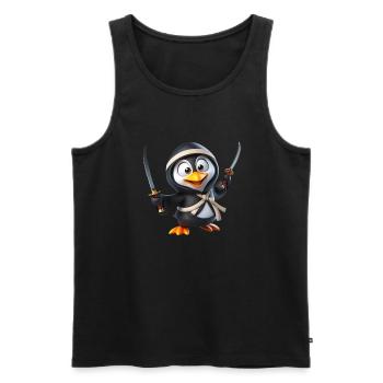 Ninja Pinguin - Männer Premium Bio Tank Top - Schwarz - Vorne - Michal (187cm)