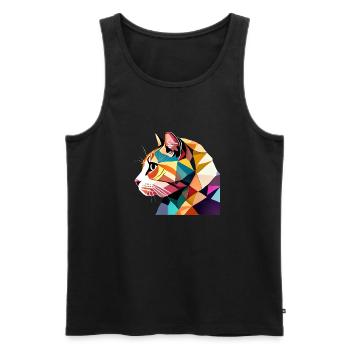 Chat, chat persan, matou domestique, propriétaire de chat - Débardeur bio Premium Homme - noir - Devant - Michal (187cm)