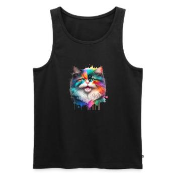 Chat domestique, chat, chat persan, chat, propriétaire de chat - Débardeur bio Premium Homme - noir - Devant - Michal (187cm)