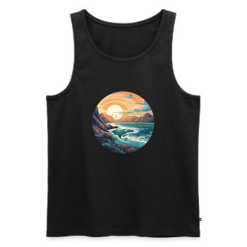 Plage rocheuse - Débardeur bio Premium Homme - noir - Devant - Michal (187cm)
