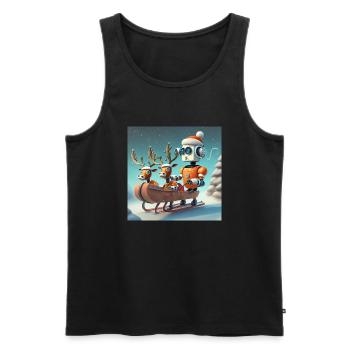 cute little orange futuristic vintage robot - Men's Premium Organic Tank Top - black - Front - Michal (187cm)
