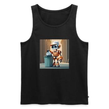 cute little orange futuristic vintage robot - Men's Premium Organic Tank Top - black - Front - Michal (187cm)