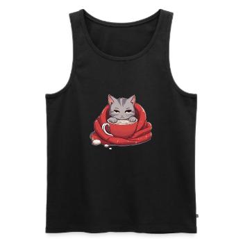 Adorable Cat - Men's Premium Organic Tank Top - black - Front - AI Model Male 178 light (178cm)