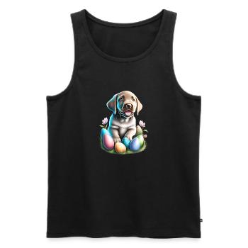 Labrador Retriever Pâques Oeufs de Pâques chien chiot - Débardeur bio Premium Homme - noir - Devant - Michal (187cm)
