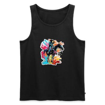 Cowboy / Wilde Westen / Wüste / Lasso / Rodeo - Männer Premium Bio Tank Top - Schwarz - Vorne - Michal (187cm)