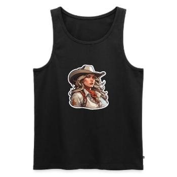 Cow Girl / Wild West / Desert / Lasso / Rodeo - Men's Premium Organic Tank Top - black - Front - Michal (187cm)