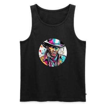 Cowboy / Wilde Westen / Wüste / Lasso / Rodeo - Männer Premium Bio Tank Top - Schwarz - Vorne - Michal (187cm)