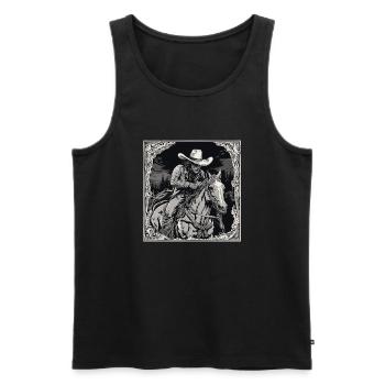 Cowboy / Wilde Westen / Wüste / Lasso / Rodeo - Männer Premium Bio Tank Top - Schwarz - Vorne - Michal (187cm)