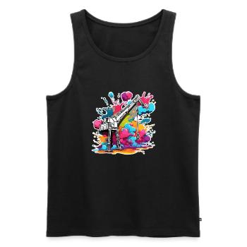 Crane / construction site / winch / crane system - Men's Premium Organic Tank Top - black - Front - AI Model Male 178 light (178cm)