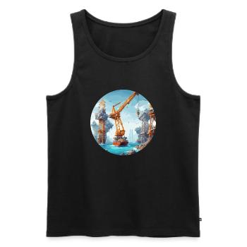 Crane / construction site / winch / crane system - Men's Premium Organic Tank Top - black - Front - AI Model Male 178 light (178cm)