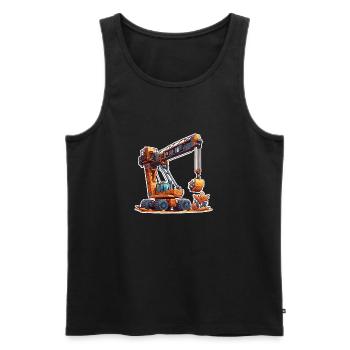 Crane / construction site / winch / crane system - Men's Premium Organic Tank Top - black - Front - AI Model Male 178 light (178cm)