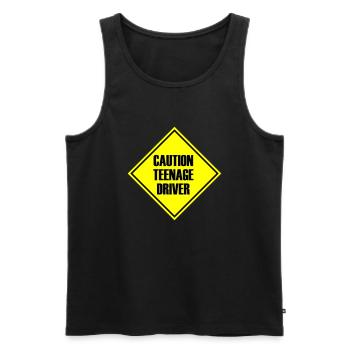 Caution Teenage Driver - Men's Premium Organic Tank Top - black - Front - Michal (187cm)