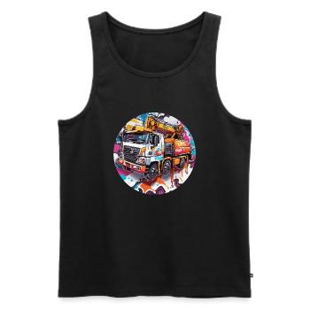 Crane / construction site / winch / crane system - Men's Premium Organic Tank Top - black - Front - AI Model Male 178 light (178cm)
