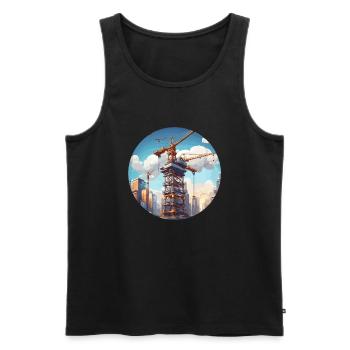 Crane / construction site / winch / crane system - Men's Premium Organic Tank Top - black - Front - AI Model Male 178 light (178cm)