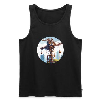 Crane / construction site / winch / crane system - Men's Premium Organic Tank Top - black - Front - AI Model Male 178 light (178cm)
