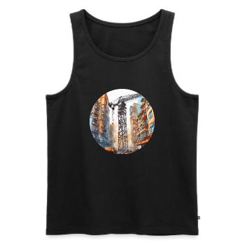 Crane / construction site / winch / crane system - Men's Premium Organic Tank Top - black - Front - AI Model Male 178 light (178cm)