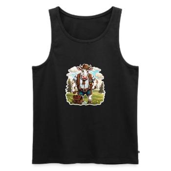 Lederhosen / Animal / Traditional costume / Tradition / Cow - Men's Premium Organic Tank Top - black - Front - AI Model Male 178 light (178cm)