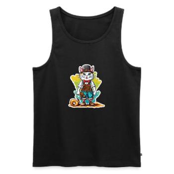 Lederhosen / Animal / Traditional costume / Tradition / Cat - Men's Premium Organic Tank Top - black - Front - AI Model Male 178 light (178cm)