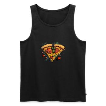 Ich liebe Pizza - Männer Premium Bio Tank Top - Schwarz - Vorne - AI Model Male 178 light (178cm)