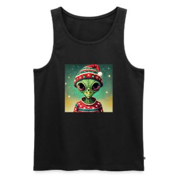 alien wearing a ugly Christmas sweater - Men's Premium Organic Tank Top - black - Front - Michal (187cm)