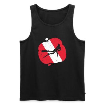 Red White Diving Flag Harpoon Hunting Diver - Men's Premium Organic Tank Top - black - Front - AI Model Male 178 light (178cm)