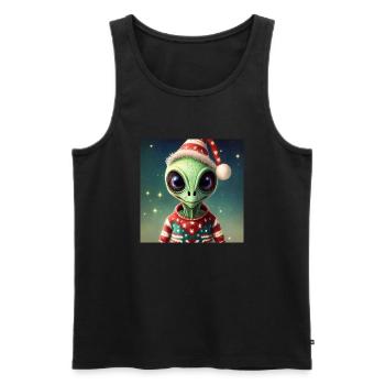 alien wearing a ugly Christmas sweater - Men's Premium Organic Tank Top - black - Front - Michal (187cm)