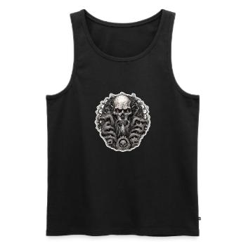 Crâne / crâne / squelette / gothique / tatouage - Débardeur bio Premium Homme - noir - Devant - Michal (187cm)