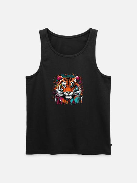 Farbenfroher Tiger - Männer Premium Bio Tank Top - Schwarz