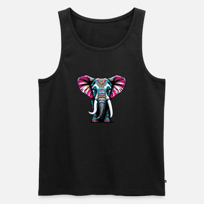 Farbenfroher Elefant - Männer Premium Bio Tank Top - Schwarz