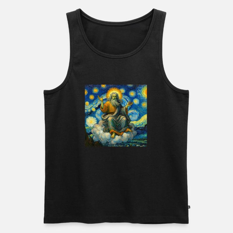 Gott in einem Van Gogh - Männer Premium Bio Tank Top - Schwarz