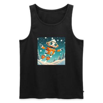 cute little orange futuristic vintage robot - Men's Premium Organic Tank Top - black - Front - Michal (187cm)