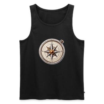 Compass / Cardinal Direction / Travel / Survival - Men's Premium Organic Tank Top - black - Front - AI Model Male 178 light (178cm)