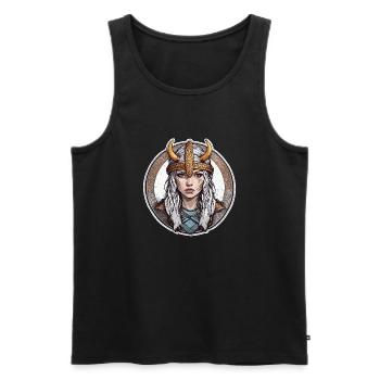 Femme viking / Thor / Odin / Nordique / Celtique - Débardeur bio Premium Homme - noir - Devant - Michal (187cm)