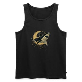 Moon shark - Men's Premium Organic Tank Top - black - Front - AI Model Male 178 light (178cm)