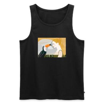 Auge in Auge mit Vogel - Männer Premium Bio Tank Top - Schwarz - Vorne - AI Model Male 178 light (178cm)