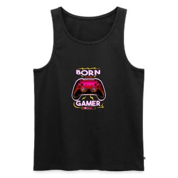 Gaming Controller Design: Born to be Gamer - Men's Premium Organic Tank Top - black - Front - AI Model Male 178 light (178cm)