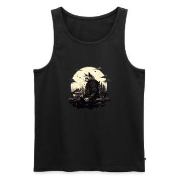 Ronin-Katze - Männer Premium Bio Tank Top - Schwarz - Vorne - AI Model Male 178 light (178cm)